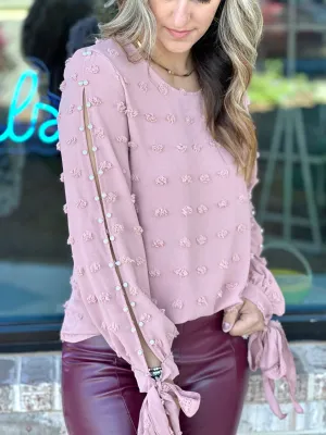 Blush Pearl Sleeve Blouse
