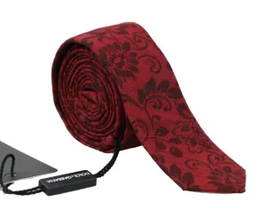 Bordeaux Silk Floral Pattern Tie