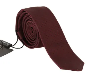 Bordeaux Silk Polka Dot Pattern Slim Tie