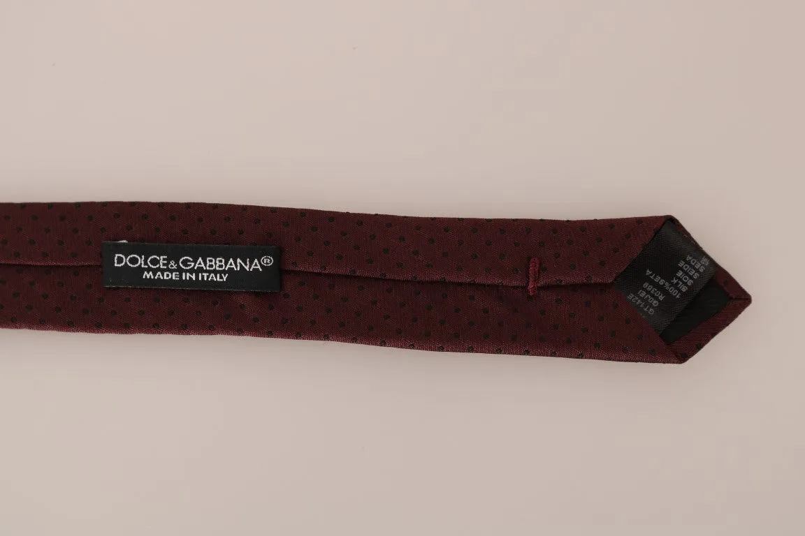Bordeaux Silk Polka Dot Pattern Slim Tie