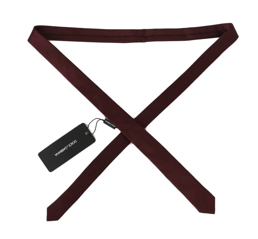 Bordeaux Silk Polka Dot Pattern Slim Tie