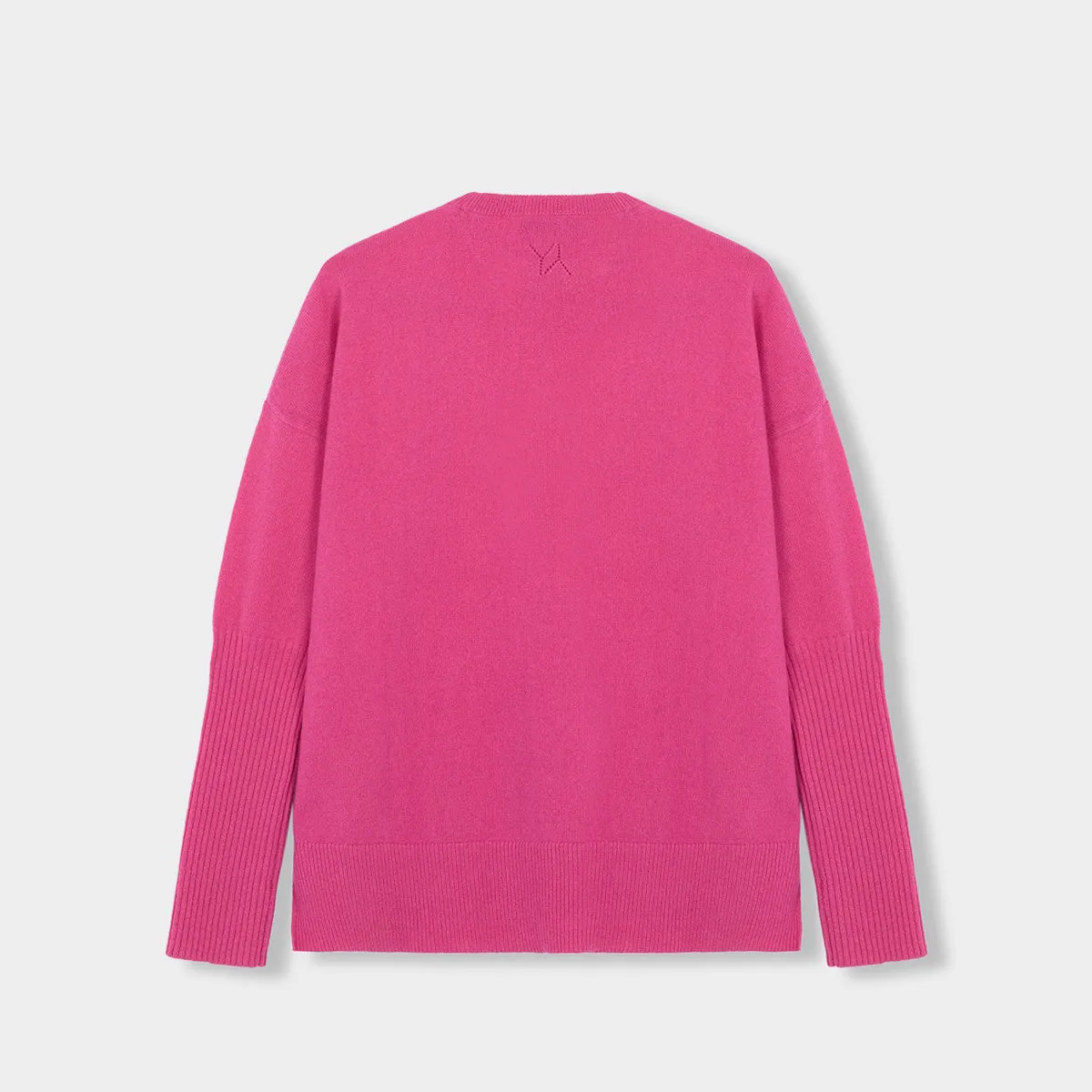 Boxy sweater Cashmere fuchsia with YY logo