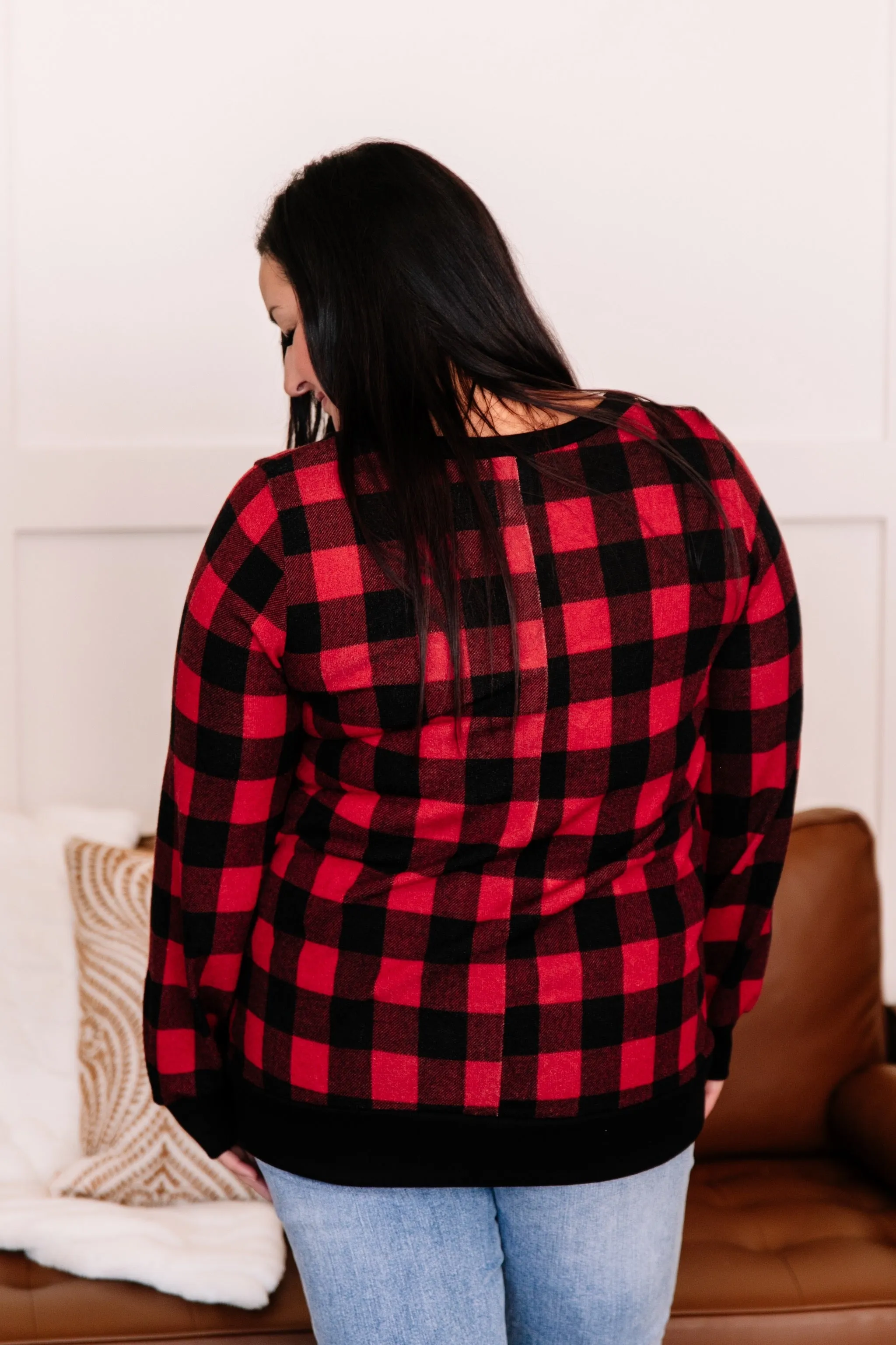 Buffaloed Again Red and Black Plaid Top
