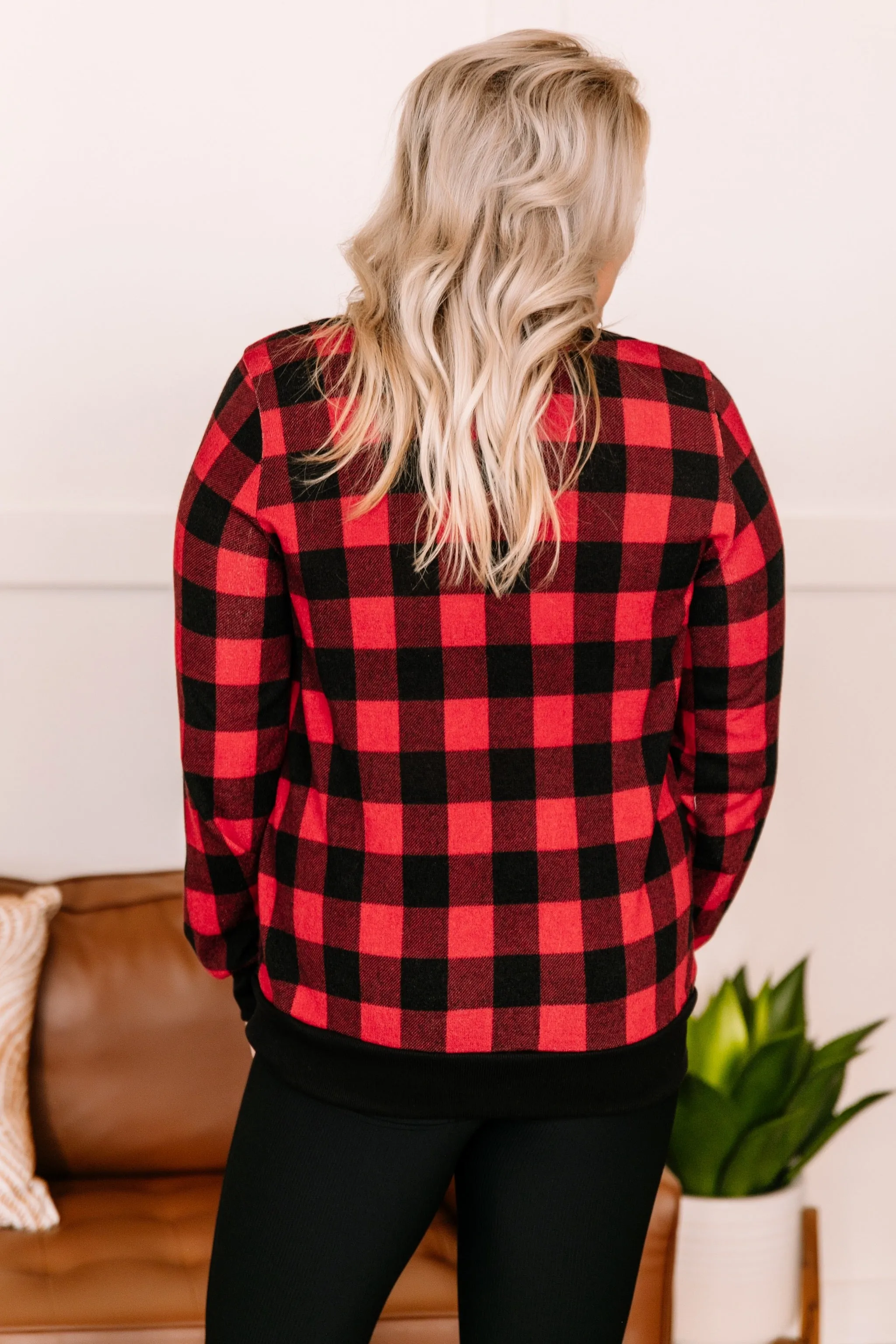 Buffaloed Again Red and Black Plaid Top