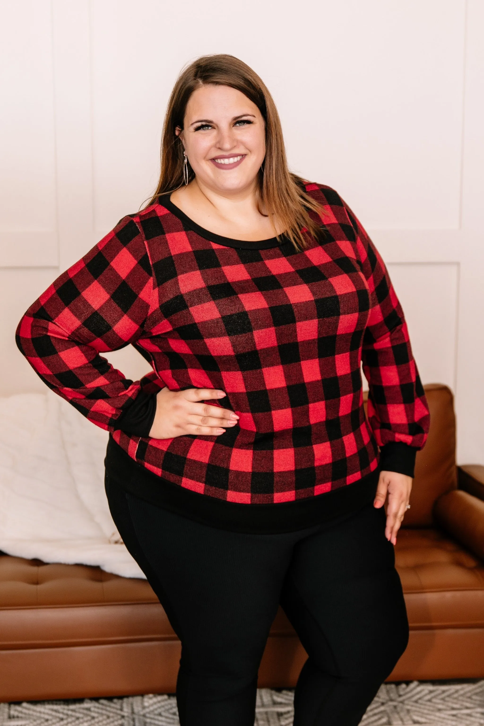 Buffaloed Again Red and Black Plaid Top