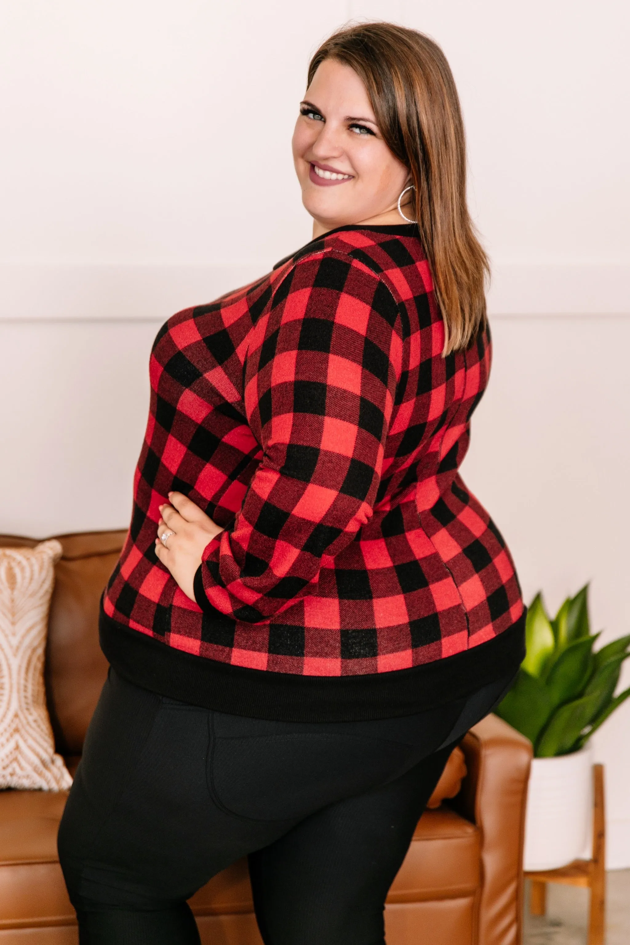 Buffaloed Again Red and Black Plaid Top