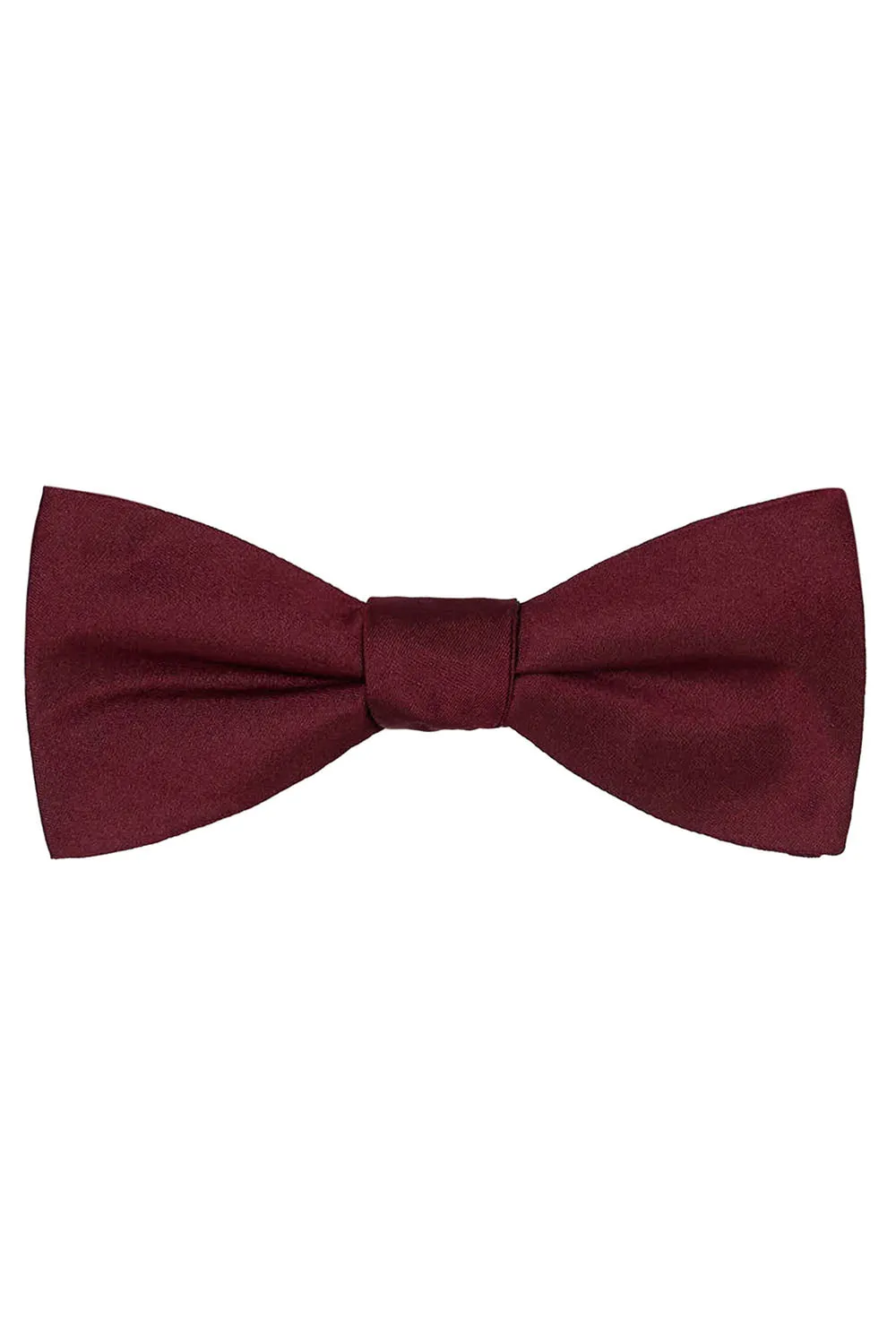 Burgundy Solid Satin Silk Bow Tie