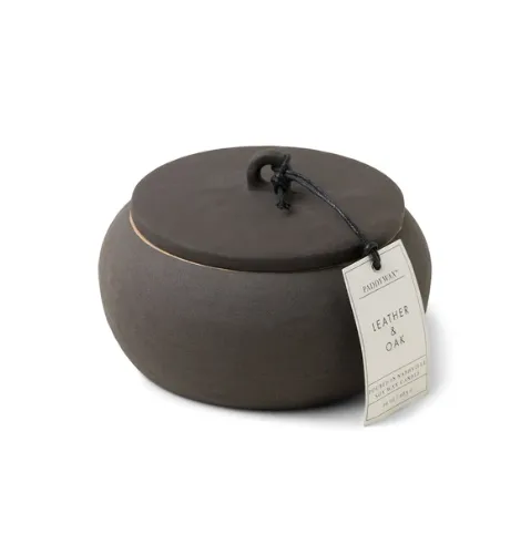 Cali Ceramic Candle - Leather & Oak