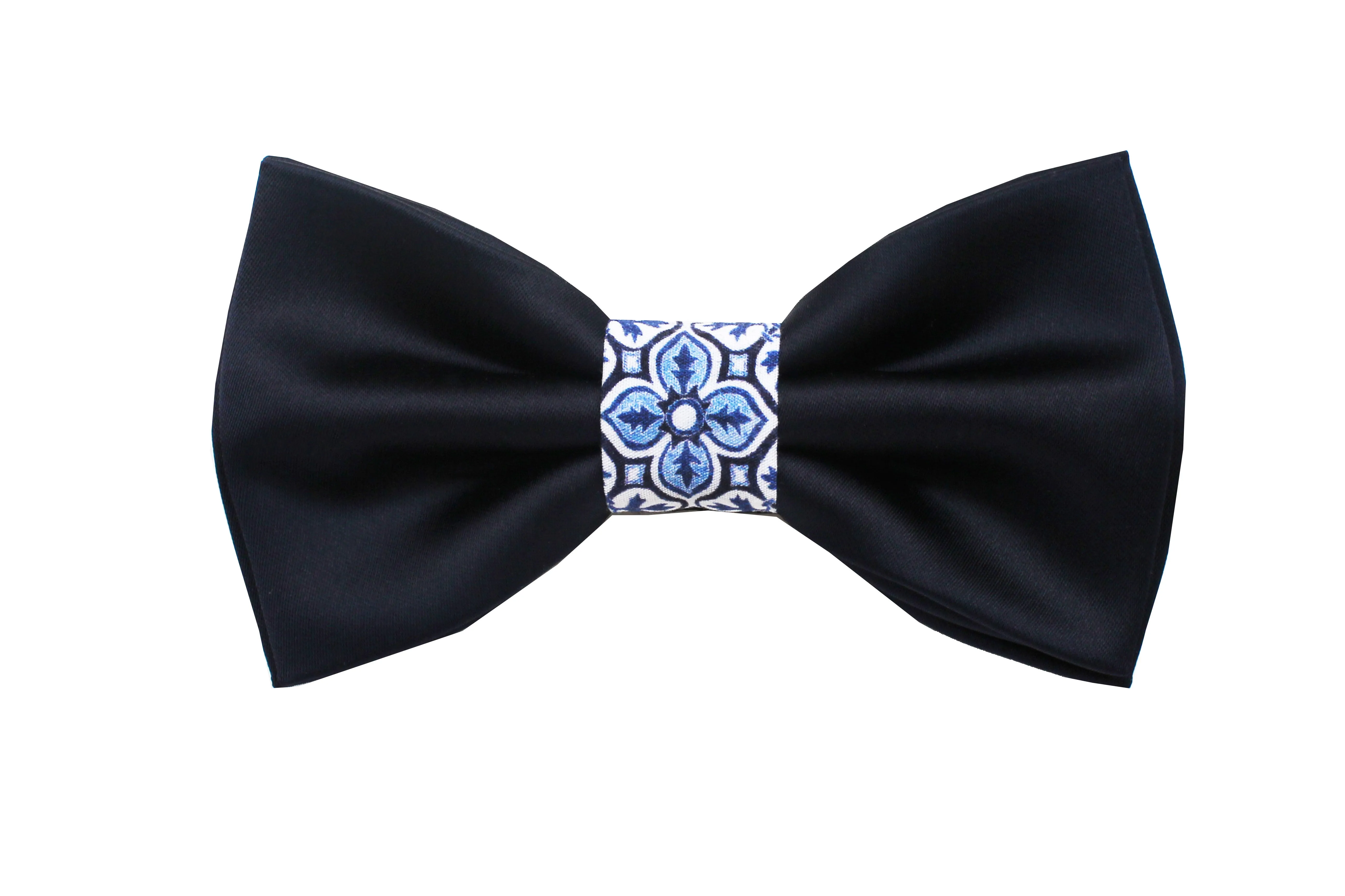 Capsule Collection Dark Blue and Blue Sicilian Pattern Bow Tie