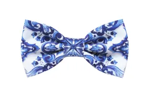 Capsule Collection White and Blue Maiolica Bow Tie