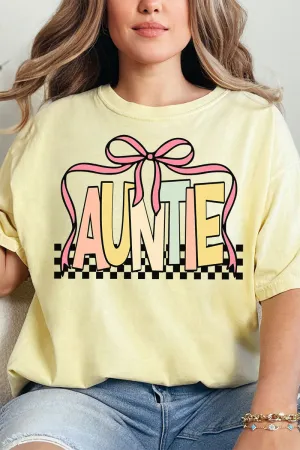 Checkered Bow Auntie Comfort Colors Adult Ring-Spun Cotton Tee