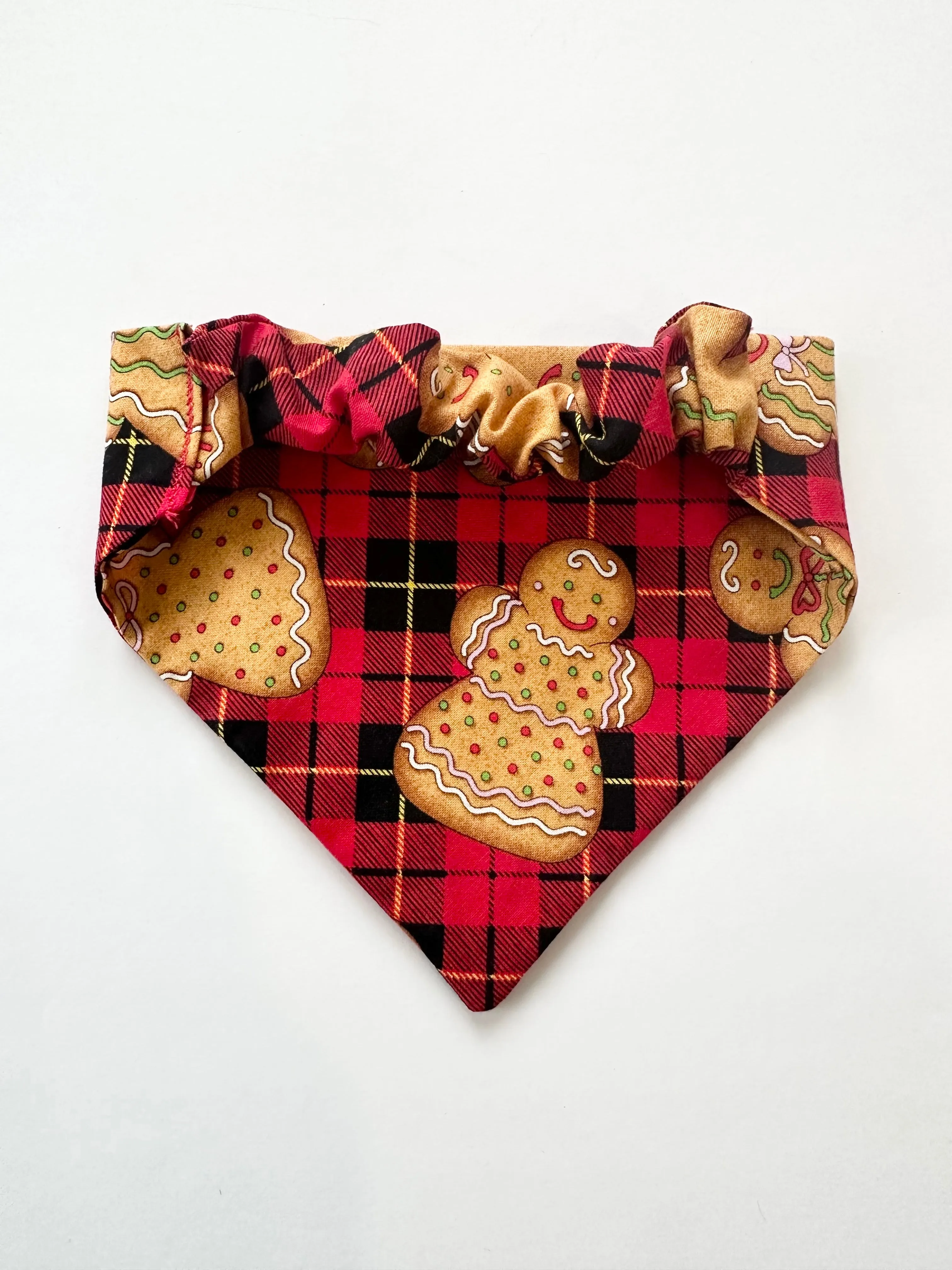 Christmas plaid gingerbread Scrunchie Dog Bandana
