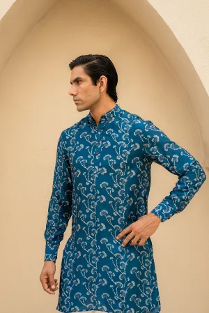 Coastal Bloom Blue Ganganagery Kurta