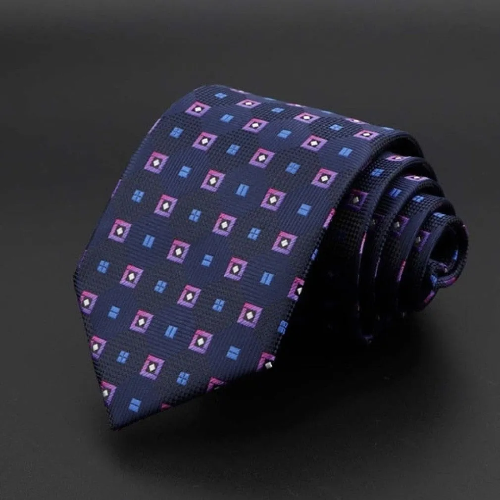 ContiNent 33 Men's Tie Classic Solid Color Stripe Flower Floral 8cm Jacquard Necktie Accessories Daily Wear Cravat Wedding Party Gift