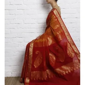 Copper Brown Cotton Silk Saree with Zari Work