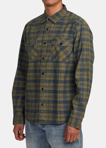 Cotton Plaid Long Sleeve in Wood