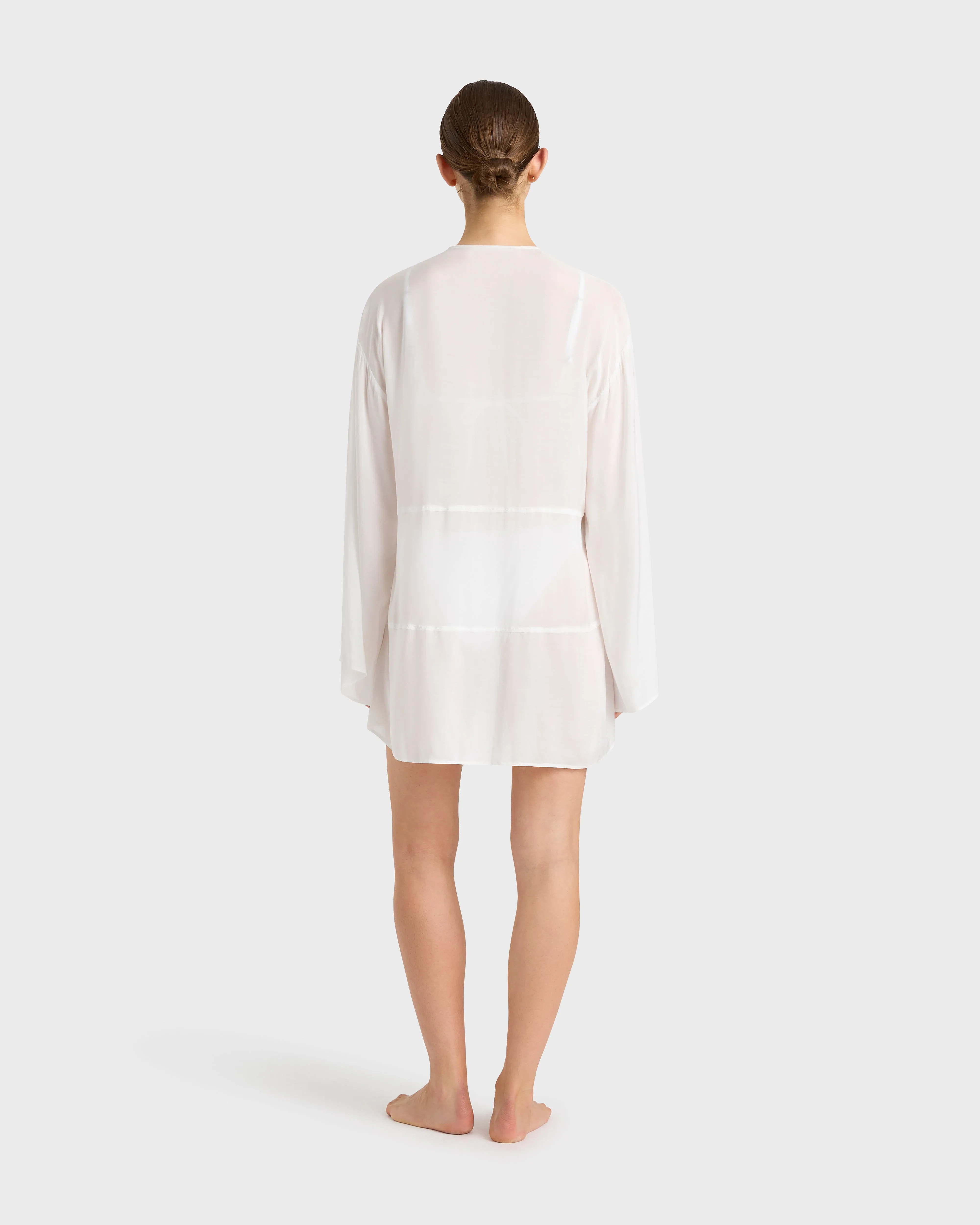 Cremona Tie Front Mini Coverup - White