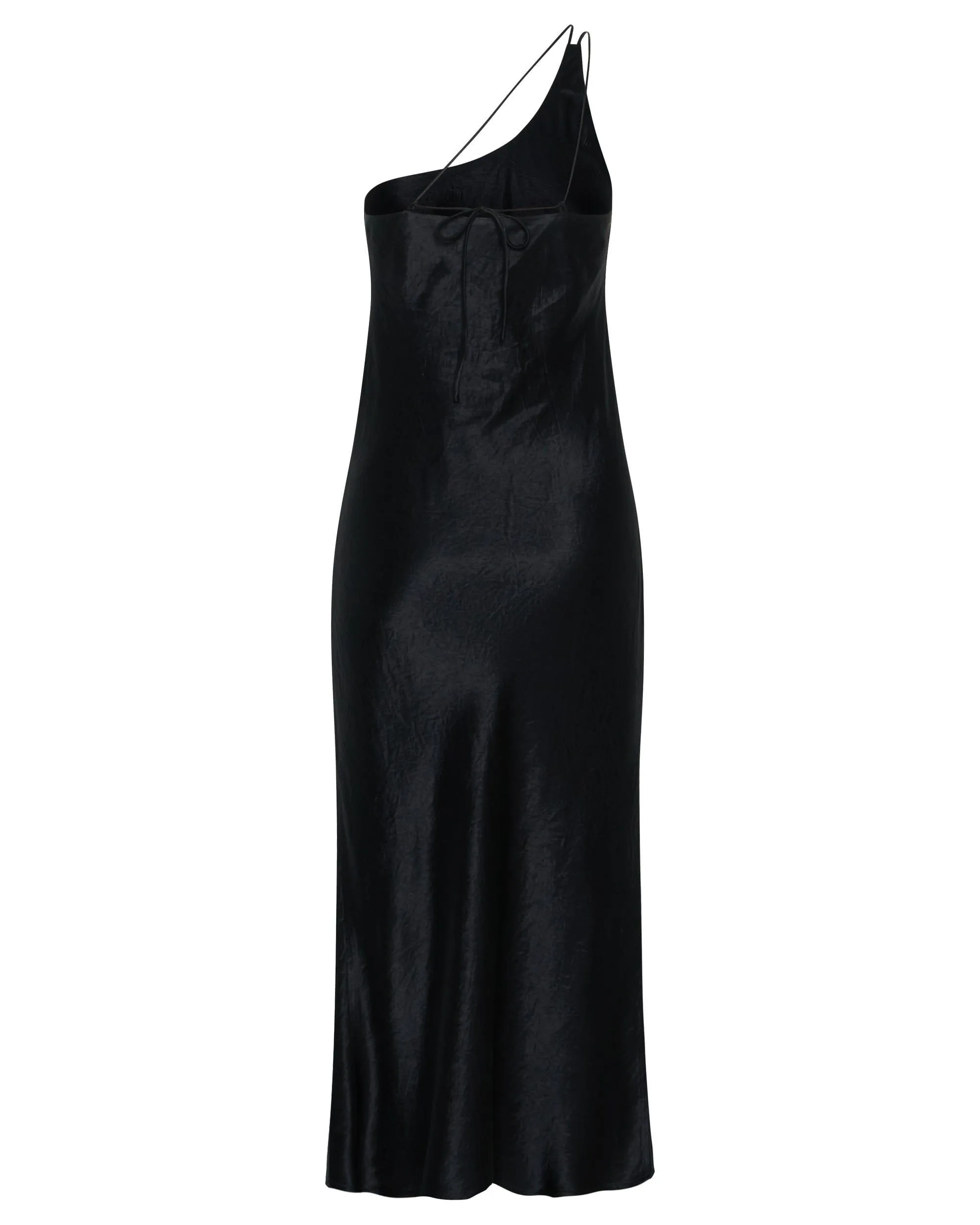 CRUSH BIAS ONE SHOULDER MIDI | BLACK