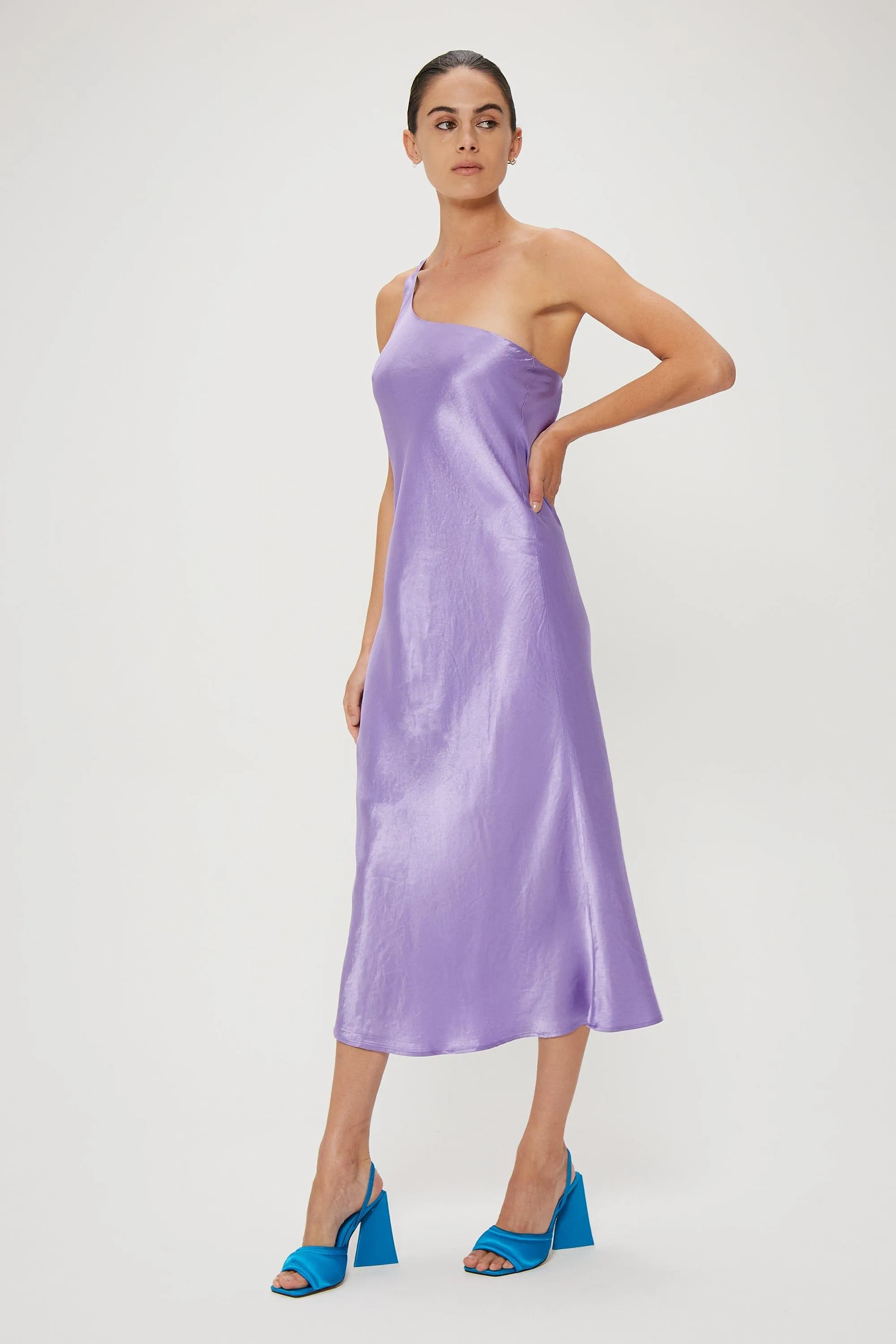 CRUSH BIAS ONE SHOULDER MIDI | VIOLET