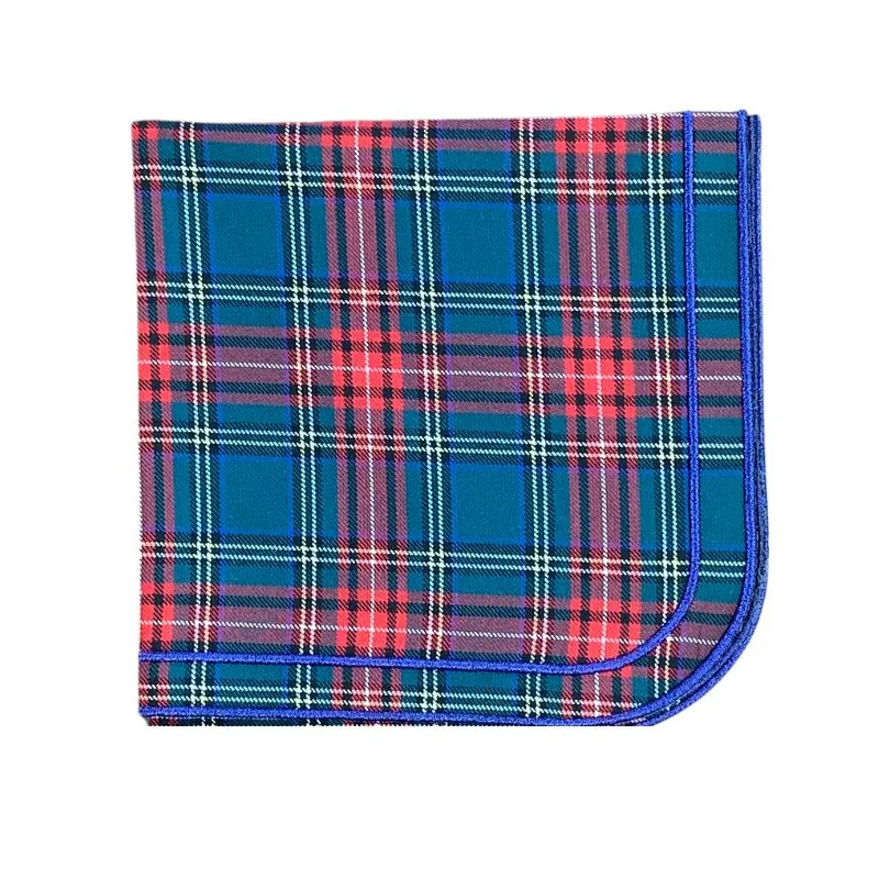 Darcy Napkin / Plaid with Blue Embroidery (Set of 4)