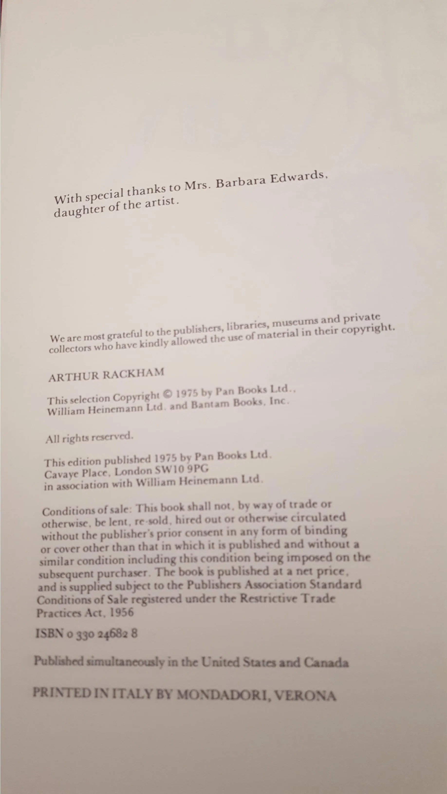 David Larkin - Arthur Rackham, Pan Books, 1975, First Edition