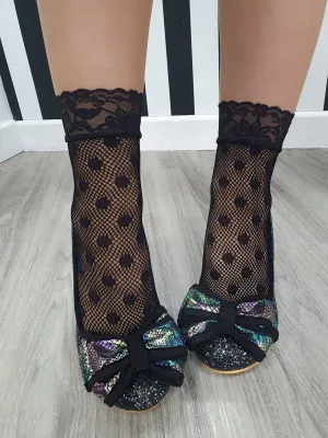 DMB Lace Top Polka Dot Fishnet Ankle Socks