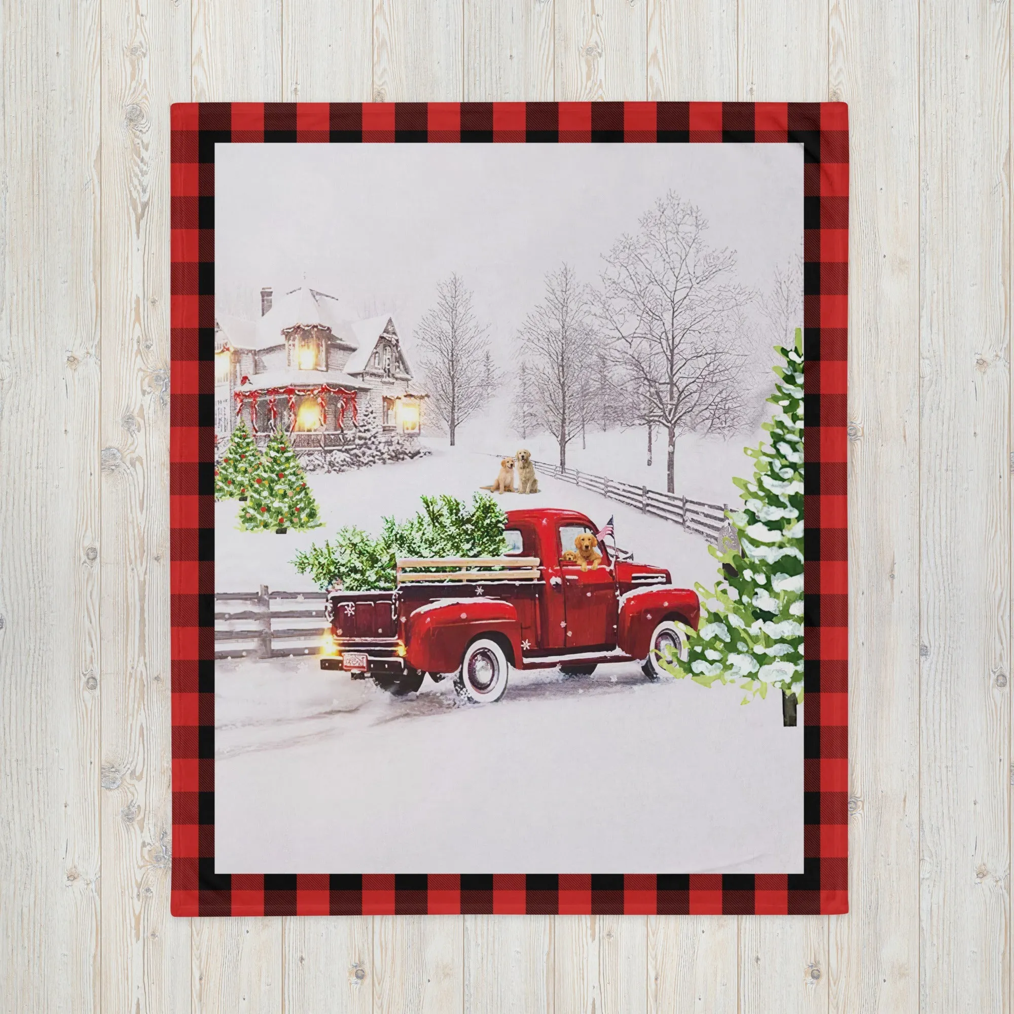 Dog Lovers Old Fashioned Christmas Throw Blanket