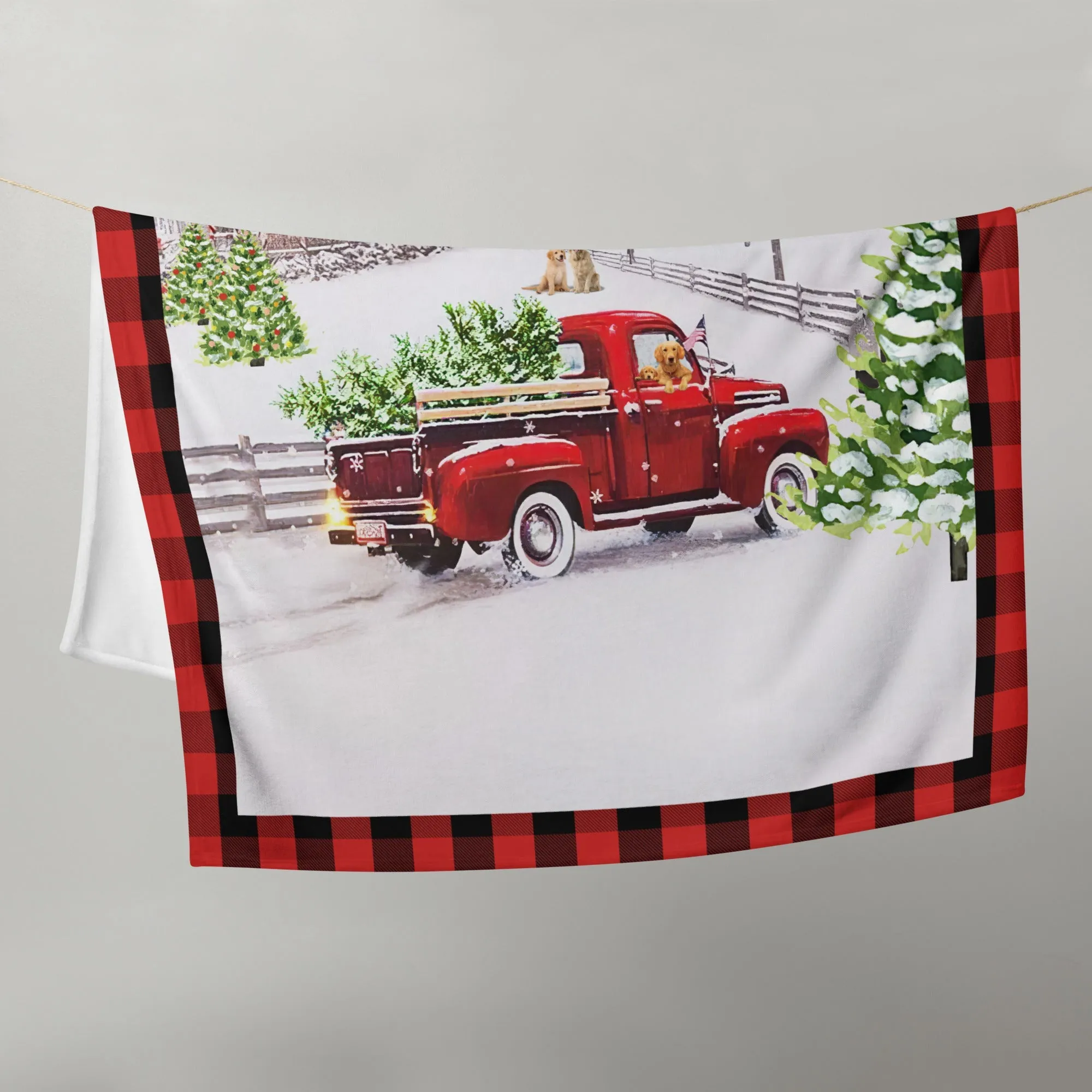 Dog Lovers Old Fashioned Christmas Throw Blanket