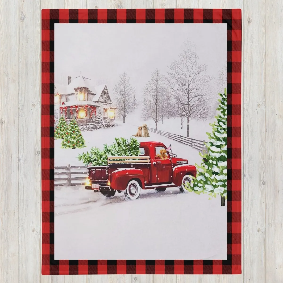 Dog Lovers Old Fashioned Christmas Throw Blanket