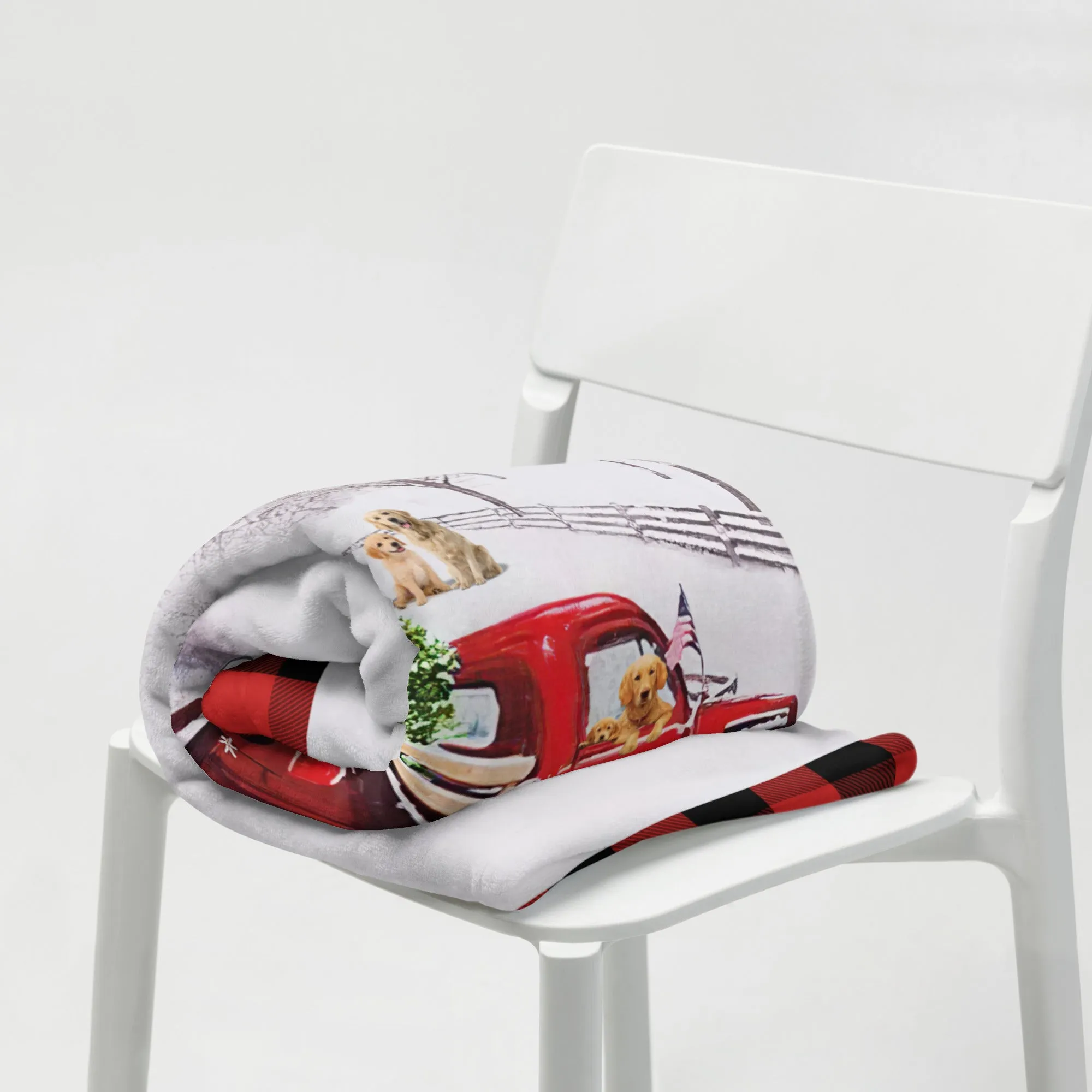 Dog Lovers Old Fashioned Christmas Throw Blanket