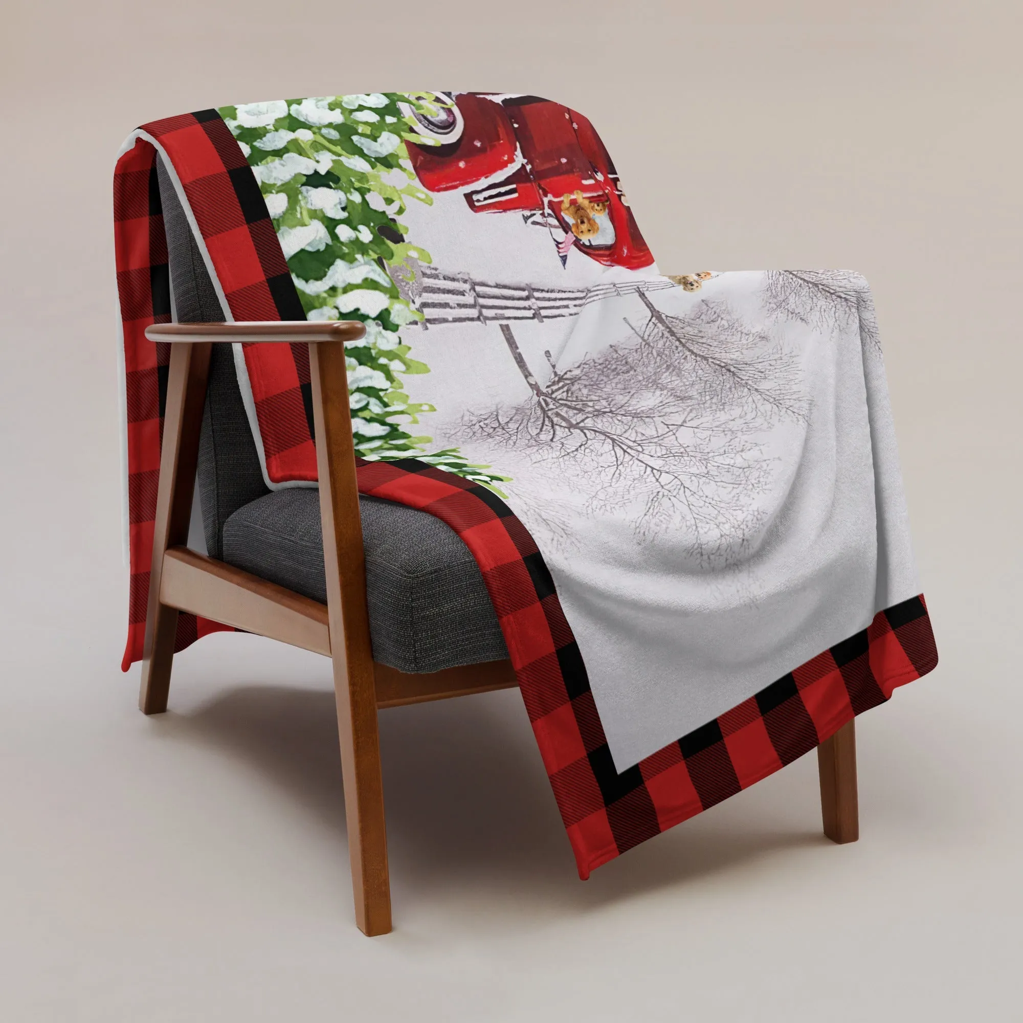 Dog Lovers Old Fashioned Christmas Throw Blanket