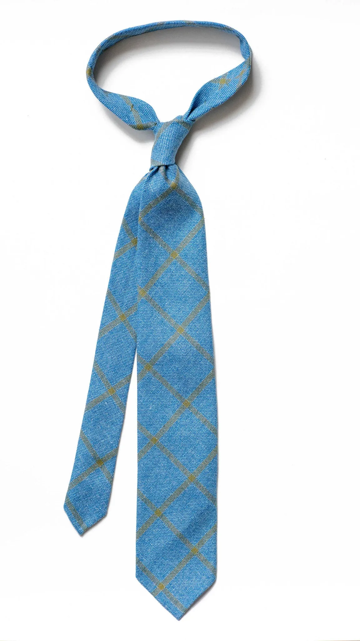 Draper's Windowpane Tie - Blue and Light Grey