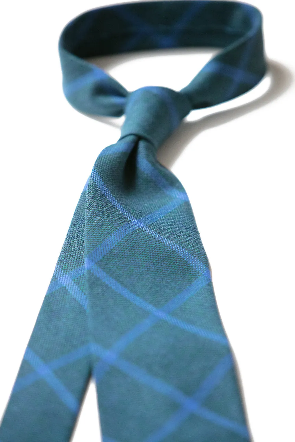 Draper's Windowpane Tie - Blue and Teal