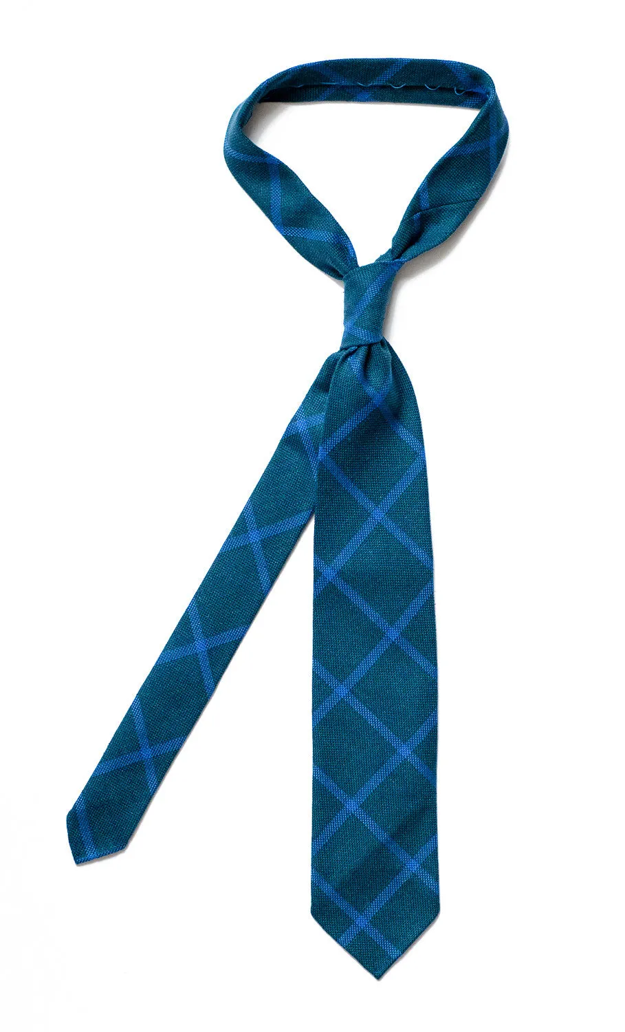 Draper's Windowpane Tie - Blue and Teal