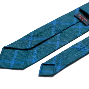 Draper's Windowpane Tie - Blue and Teal