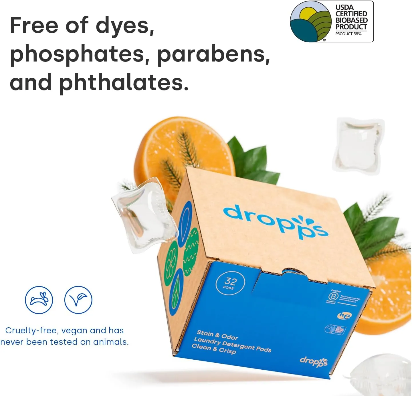 Dropps Stain & Odor Laundry Detergent Pods … ( 32 Count)