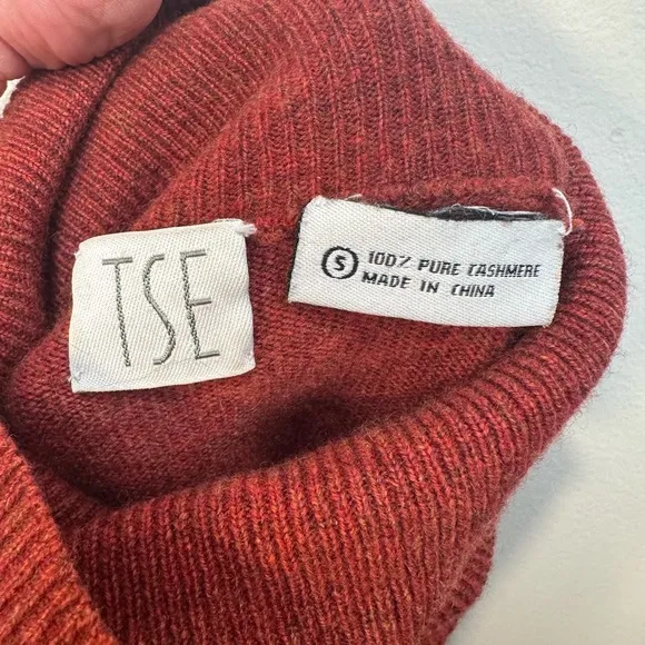EUC TSE Cashmere Turtleneck Sweater Rust Melange Tweed Sz S Womens Like New