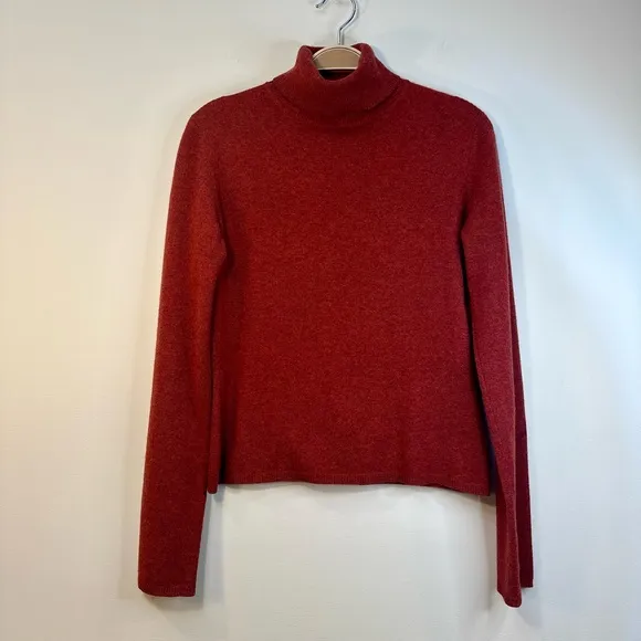 EUC TSE Cashmere Turtleneck Sweater Rust Melange Tweed Sz S Womens Like New