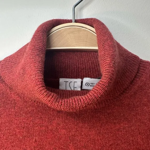 EUC TSE Cashmere Turtleneck Sweater Rust Melange Tweed Sz S Womens Like New