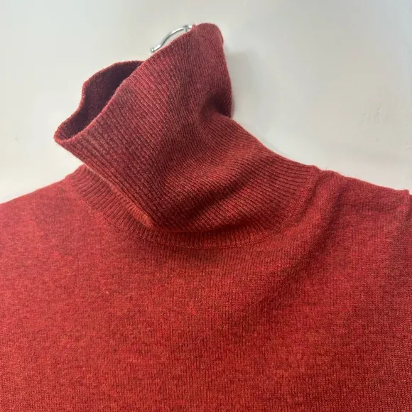 EUC TSE Cashmere Turtleneck Sweater Rust Melange Tweed Sz S Womens Like New