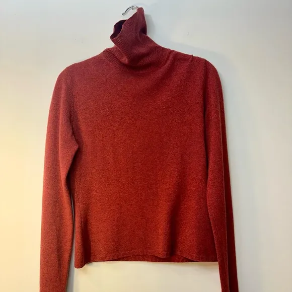 EUC TSE Cashmere Turtleneck Sweater Rust Melange Tweed Sz S Womens Like New