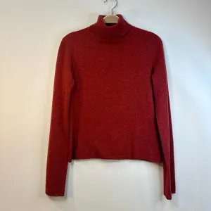 EUC TSE Cashmere Turtleneck Sweater Rust Melange Tweed Sz S Womens Like New