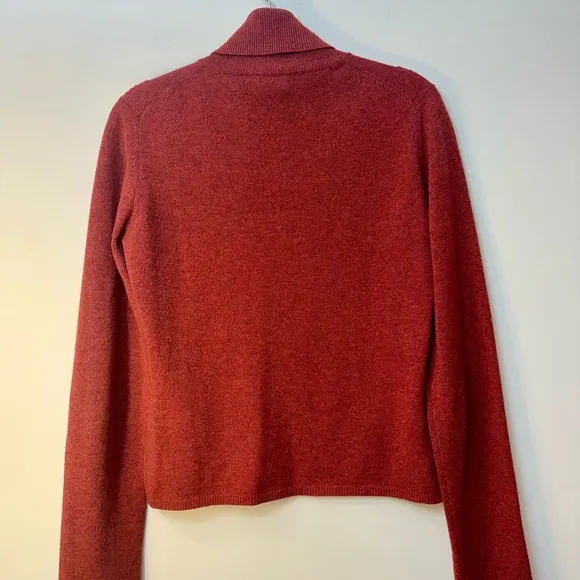 EUC TSE Cashmere Turtleneck Sweater Rust Melange Tweed Sz S Womens Like New