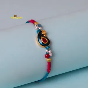 Fancy Paisley Kundan Rakhi INDIA
