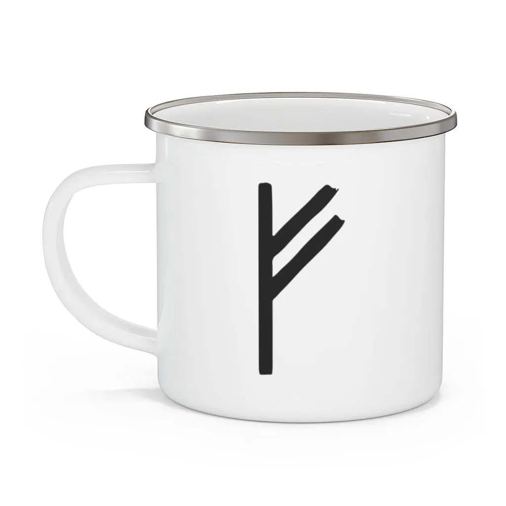 Fehu (Wealth) Viking Rune Enamel Camping Mug
