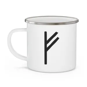 Fehu (Wealth) Viking Rune Enamel Camping Mug