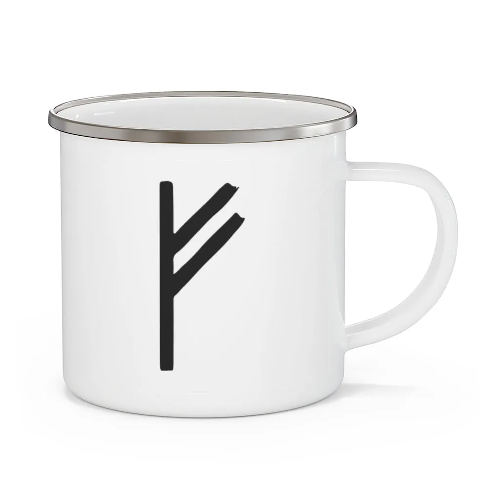 Fehu (Wealth) Viking Rune Enamel Camping Mug