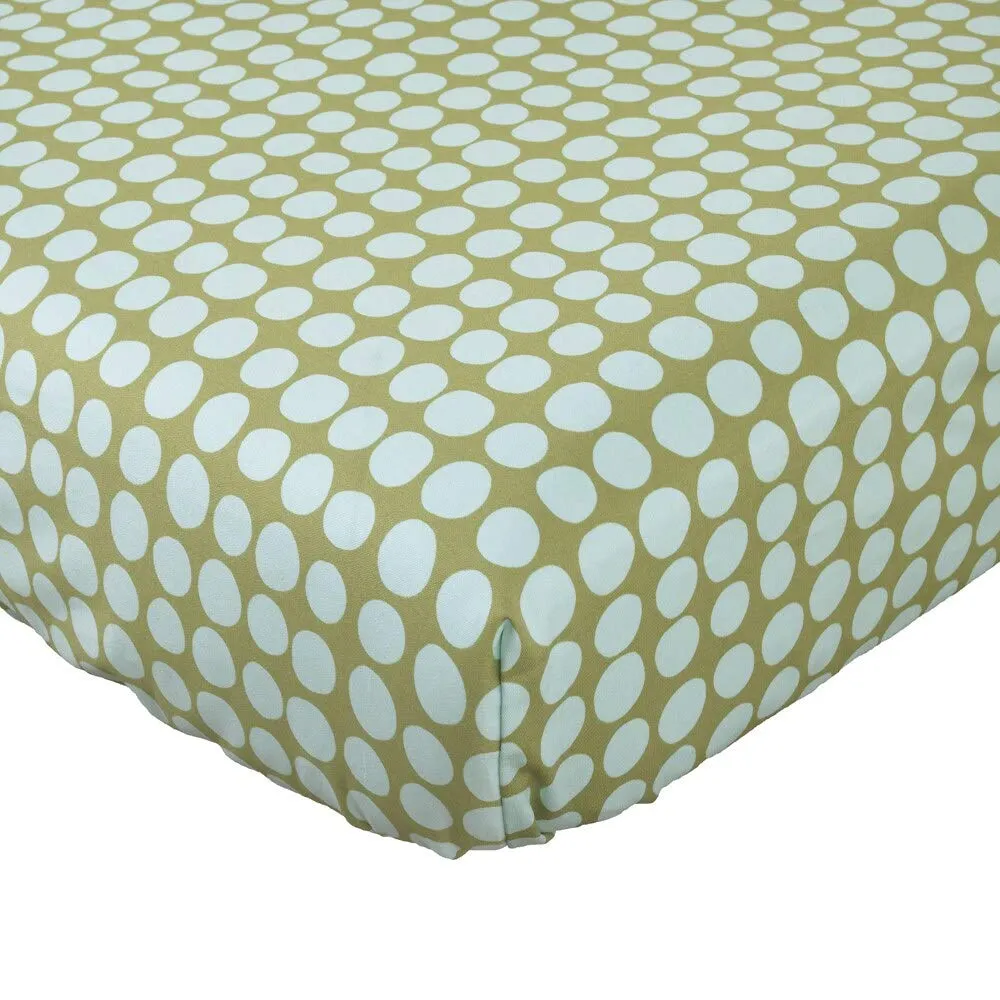 Fitted Crib Sheet Blue Green Polka Dot Neutral
