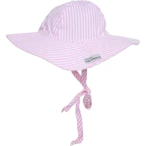 Flap Happy UPF 50  Floppy Hat  Pink Stripe Seersucker