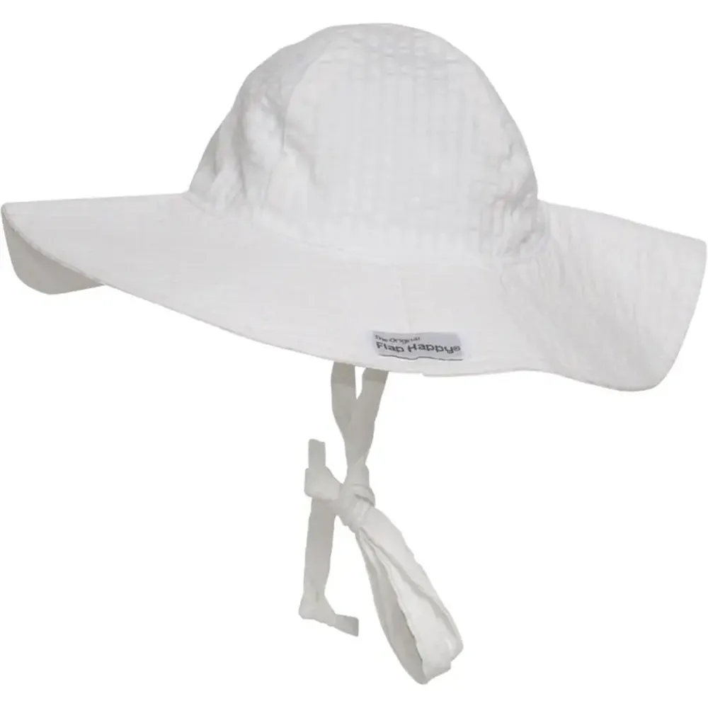 Flap Happy UPF 50  Floppy Hat Vanilla Stripe Seersucker